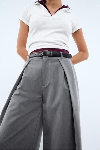 Stradivarius Maxi darted trousers with belt