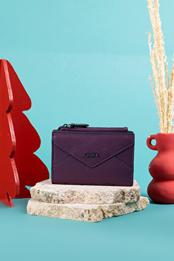 Grande 2827 Genuine Leather Origami Model Women's Wallet Plum