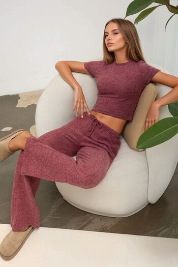 Hiccup Lace-Up Soft Textured Knitted Trousers