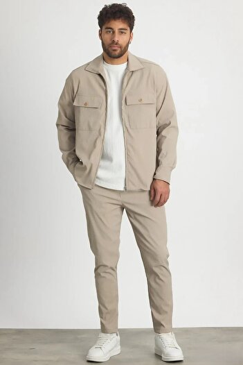 MADZEYMODA Premium Men's Seersucker Fabric Mink Thin Jacket - Pants Bottom Top Set Ls-5623