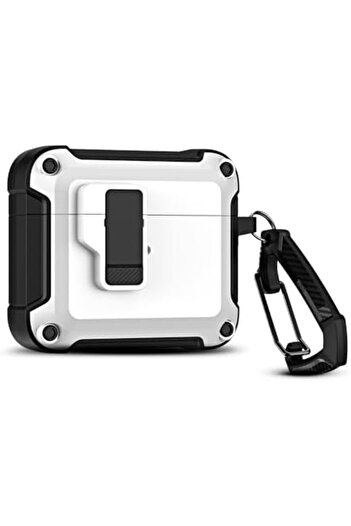 O Ozone AirPods 4 Case Cover (2024) with Secure Lock Clip | Rugged Armor Shockproof Hard Shell Design |White