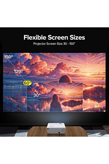 Wownect جهاز عرض صغير قياسي W80 بشاشة عرض مقاس 100 بوصة