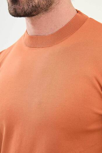 Mcr Plain Slim Fit Crew Neck Basic Men's Knitwear Sweater Camel - 11562.25K