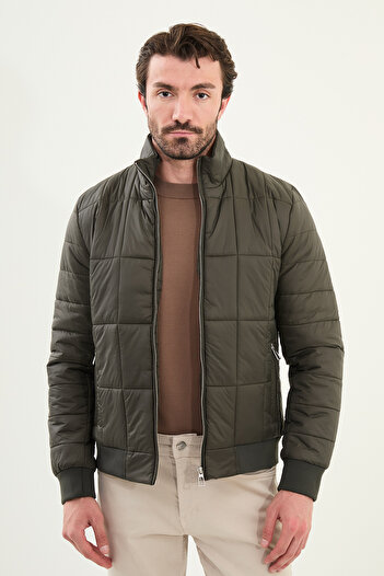 Mcr Quilted Slim Fit Judge Collar Puffer Men's Coat Khaki - 39651.25K