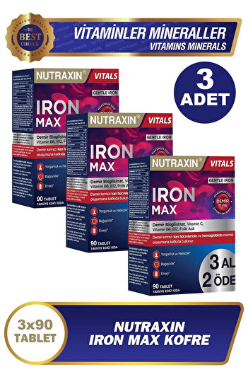 Nutraxin Iron Max 90 Tablets - Buy 3 Pay 2 3 Pieces