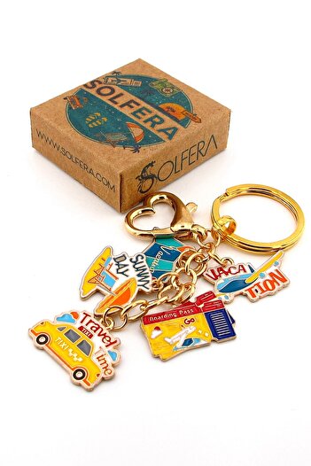 Solfera Holiday Traveler Airplane Boarding Pass Lounger Travel Keychain Bag Ornament Charm Ky023