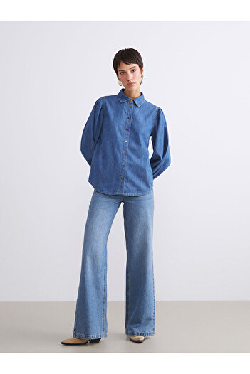 LC Waikiki Create Your Style from Uzg Store |   Balloon Sleeve Women's Jean Shirt