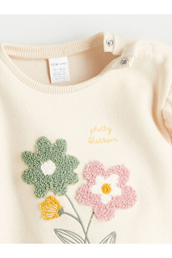 LC Waikiki Crew Neck Floral Baby Girl Sweatshirt