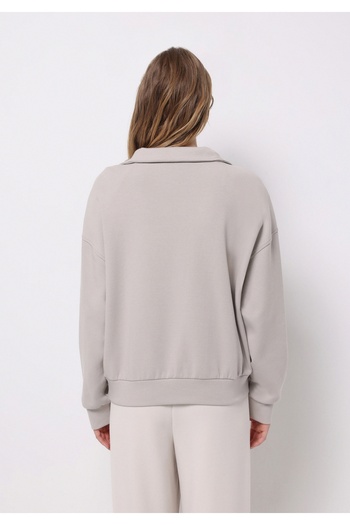 Colin's Regular Fit Zippered Plain Women's Stone Sweatshirt