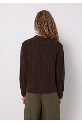 Colin's Regular Fit Half Turtleneck Plain Women's Brown Sweater