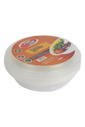 Homemate Home Mate 1440 ml Microwave Safe Round White Container with Lid – Set of 6