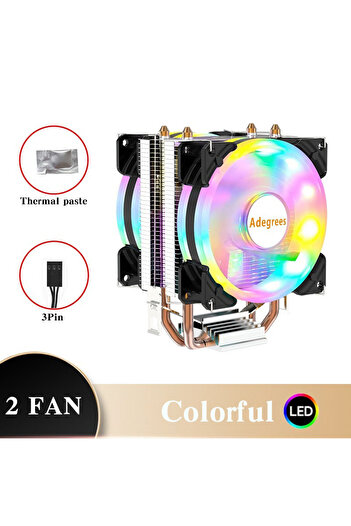 Choice11 مبرد هواء لوحدة المعالجة المركزية Aurora-3PIN-2Fan ذو اللون الثابت 1700-115X-1200-AMD X79 X99 معالج PWM ثلاثي/رباعي الدبابيس Cooli