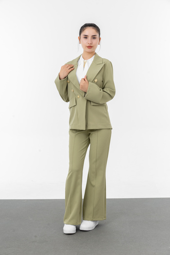 Asortik Kids Stylish Girls' Suit Blazer Jacket Pants Chiffon Shirt 3-Piece Set