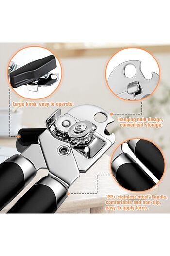 erorex Manual Can Opener Stainless Steel Tin Open Handheld Heavy Duty Smooth Edge Multifunction Handy Tool