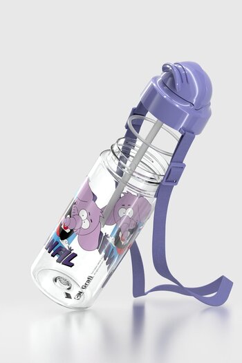 Renga Migo Kral Şakir Patterned 500 ml Tritan Children's Water Bottle with Hanging Straw 222027 Purple