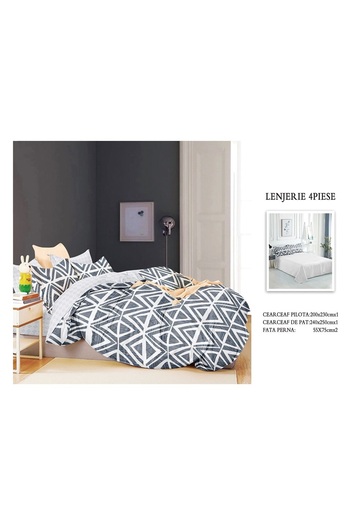 CHIRASO 4 Piece Bedding Set, Satin Cotton Sheet 240x250cm, Duvet Cover 200x230cm, 2 Pillowcases