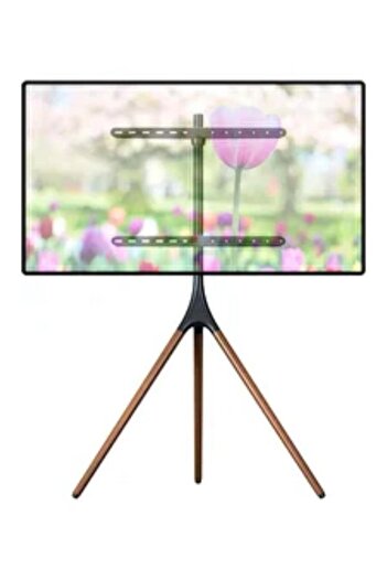 Crestj Modern Floor TV Mount, Universal TV Stand with 180 Degree Rotation, Corner TV Stand with Tripod Base