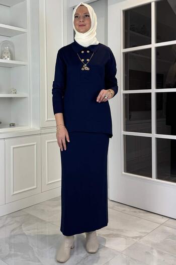 Rabia Şamlı Sare Knitwear Set Navy Blue