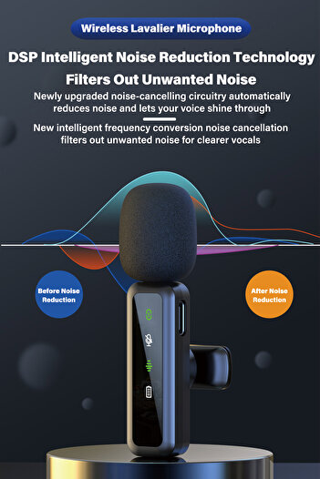 Generic Wireless Noise Reduction Lavalier Microphone System Dual Mics with Type-C Interface for Live Stream