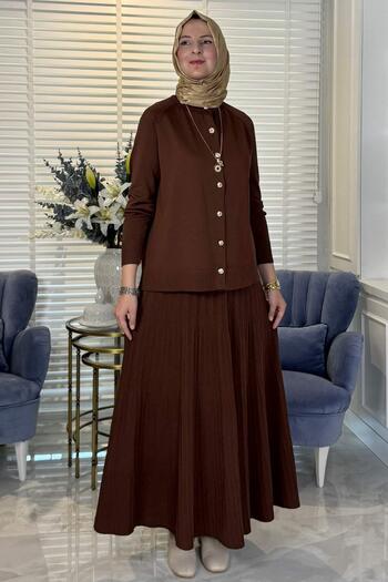 Rabia Şamlı Narin Knitwear Set Brown