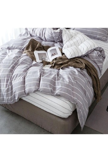 CHIRASO 4 Piece Bedding Set, Satin Cotton Sheet 240x250cm, Duvet Cover 200x230cm, 2 Pillowcases