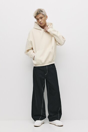 Pull & Bear Kapüşonlu bol kesim sweatshirt