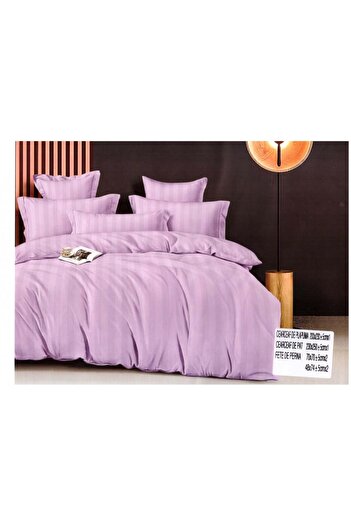 OEM Double bed linen, Damask Finetat, 6 pieces, Lilac, LJR-134