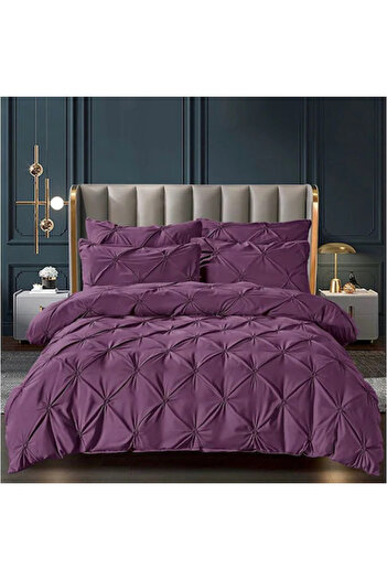 OEM Double bed linen, Fine Cotton, 6 Pieces, Purple, LJR-118