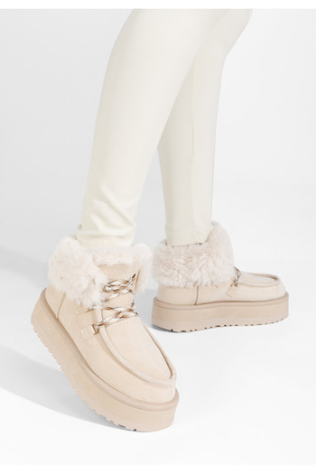 B T Shoes Mποτάκια πλατφόρμα Aseva μπεζ
