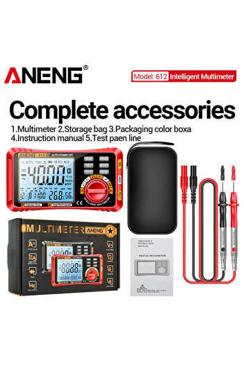 choice2 Red ANENG 612 Smart Digital Multimeters AC/DC Current Voltage Capacitance Professional Measurement M