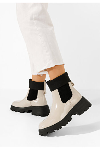 B T Shoes Γυναικεία μποτάκια Adrisana V2 μπεζ