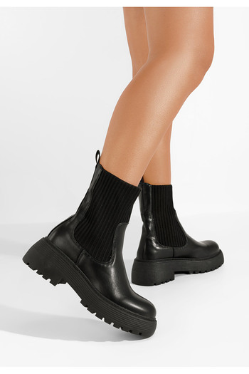 B T Shoes Γυναικεία μποτάκια Ezora Μαύρα