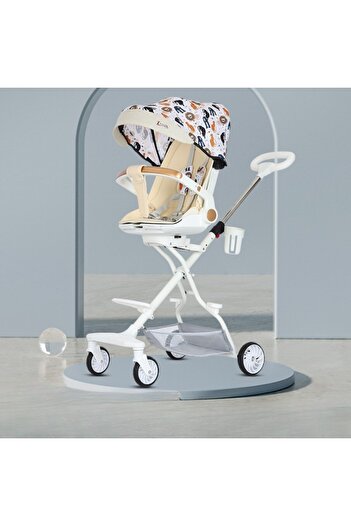 Flippy 3in1 Sport Stroller, 6-36 Months, 360 Wheels, Sun Canopy, 32x63x95cm, Cream Jungle Pattern