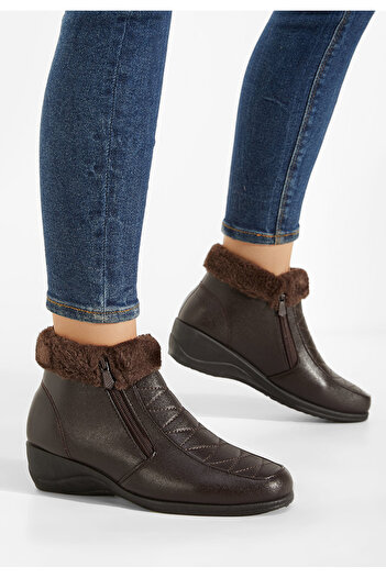 B T Shoes Χειμερινά Αρβυλάκια γυναικείες καφε Olbeia