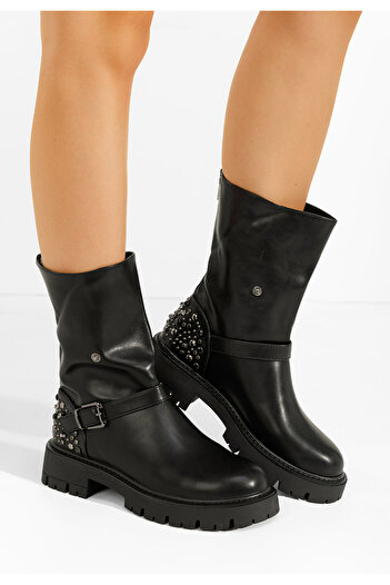 B T Shoes Ghete inalte dama Louvenia negre