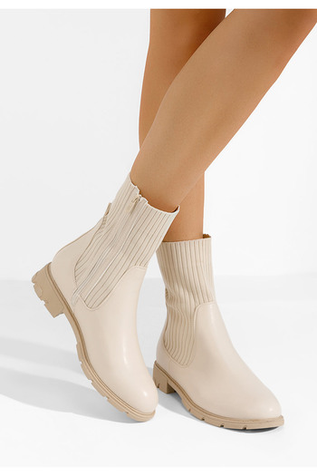 B T Shoes Γυναικεία μποτάκια Zacera μπεζ