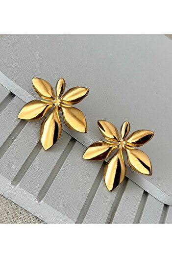 julee.co Elegant Flower Gold Steel Earrings (3.5X3.5Cm)