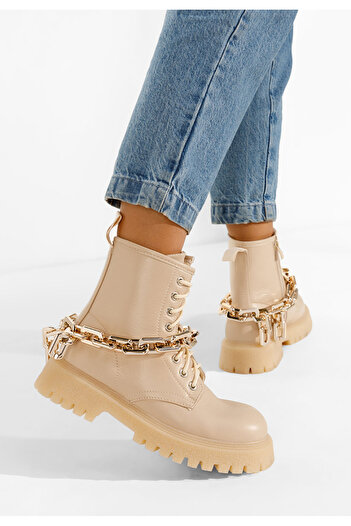 B T Shoes Γυναικεία μποτάκια μπεζ Lebrija