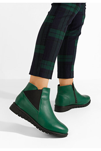 B T Shoes Γυναικεία δερμάτινα μποτάκια Kiesa πρασινο