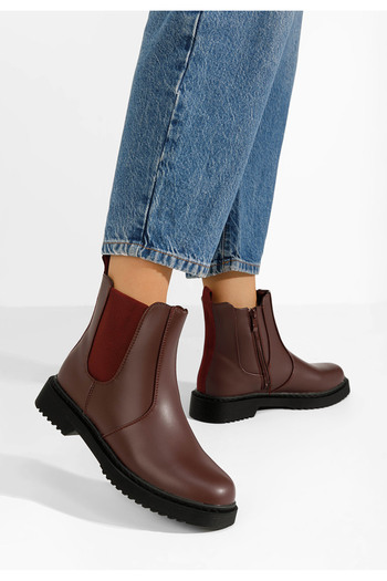 B T Shoes Vallie women's red chelsea boots