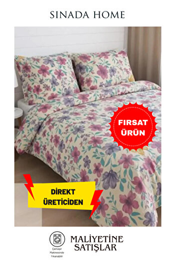 Sinada Butterfly Flower Patterned Pique Set with Pillow Case