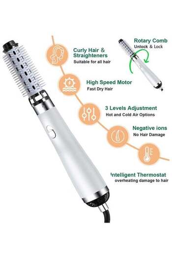 Remington 3 in1 Ionic Hair Dryer,Hot Air Brush,750W,3 Modes Hair Straightener Comb Curler Hairdryer Brush