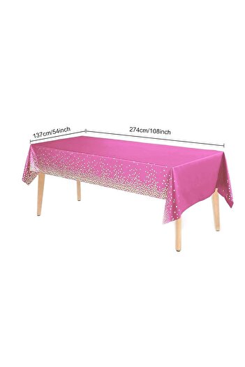 Flippy Față de masă, Flippy, PEVA, Imprimeu cu buline aurii, 137 x 274 cm, Impermeabilă, Roz