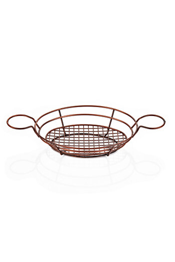 Altınbaşak Oval Presentation Basket with Sauce Bowl 25*18 Copper (a 007B 00)