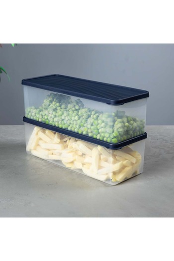devigo Deep Freezer Storage Container – with Lid – Transparent, Bpa-Free, Leakproof 1 Liter Dark Blue