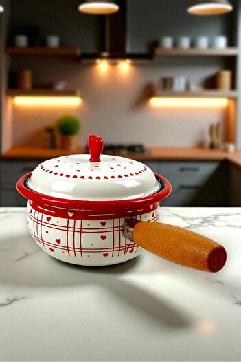 İnci Emaye 20 No Enamel Pot with Lid, Serving, Dining Camping, Picnic, Dowry
