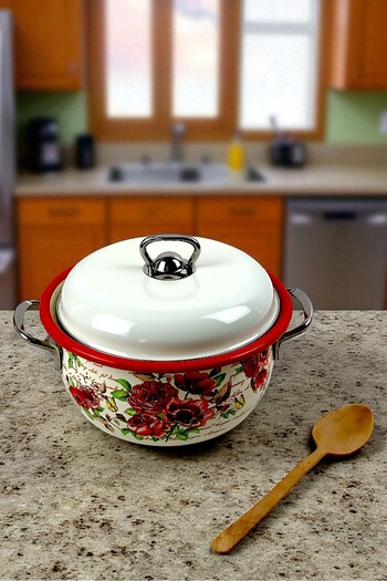 İnci Emaye No. 22 Enamel Pot, Serving, Food Camping, Picnic, Dowry