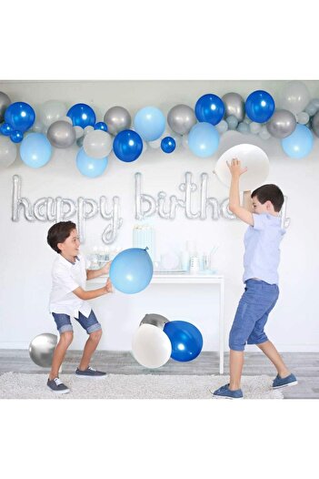 Flippy Set of 10 Metallic Latex Balloons, Flippy, Party Model, White, Blue, Blue, 23 cm, 2.2 g