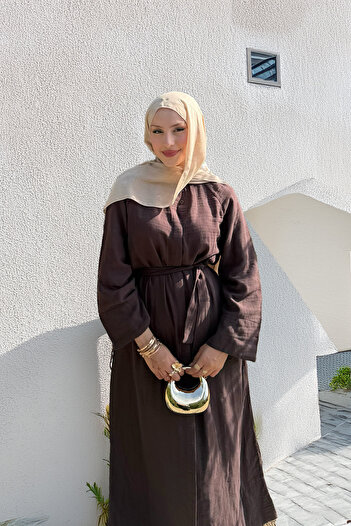 Mevra Φόρεμα Ferace Muslin Μαύρο Καφέ