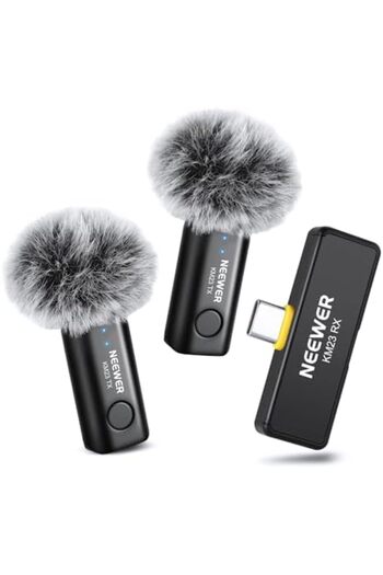 NEEWER Wireless Lavalier Microphone for iPhone Android Tablet PC Laptop 131ft/40m Range Noise Cancel